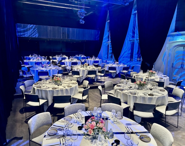Main hall with dinner setting 