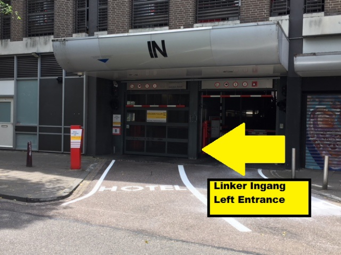 Ingang parkeerkelder Golden Tulip Hotel Central 