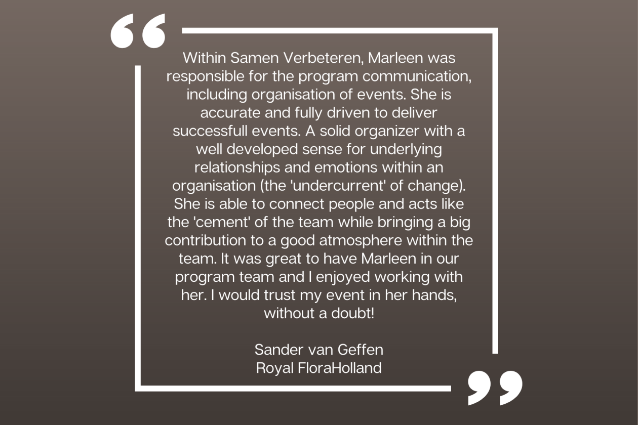 Aanbeveling Royal FloraHolland | Communicatie & Event Manager