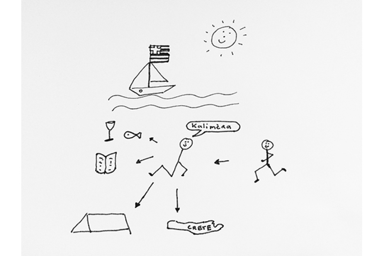(tekening Marga Groot Zwaaftink, druk oefenend….snap jij wat ik bedoel?)