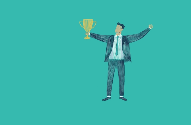 Illustratie persoon met award