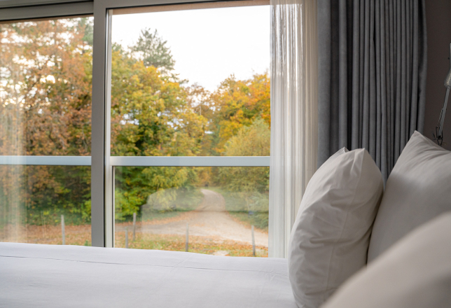 hotelkamer met uitzicht op het bos